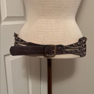 Leatherock USA Silver Studded 4-Strand Genuine Leather Hip Belt